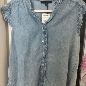 Jane and Delancey Light Blue Ruffle Trim Blouse